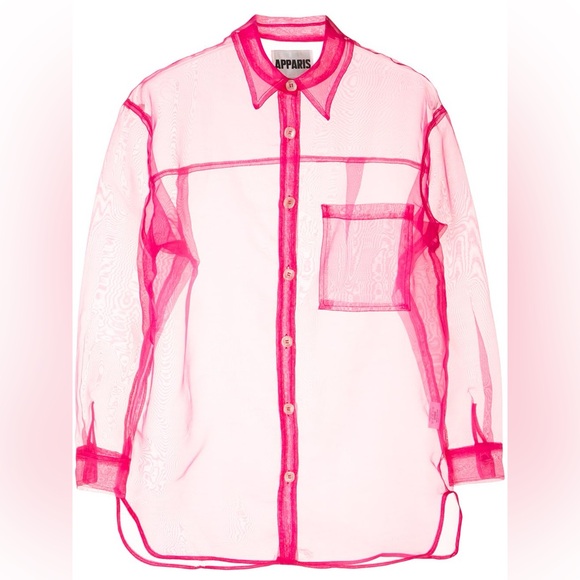 Apparis Tops - APPARIS Pink Sheer Button-Up Shirt